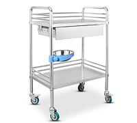 WDSOPK Serving Trolley, Stainless Steel Utility Rolling Cart, 2 Tier with Drawer Utility Service Cart, Detachable Catetrolley, Storage Trolley Cart with Locking Wheels(B-61 * 41 * 91Cm)