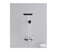 WDSOPK Shower Panel, Bath Shower Faucet Set,Constant Temperature Digital Display with LED Light Gun Grey,Brass Bathtub Mixer Hot & Cold Tap Piano Key (Bianco 1)