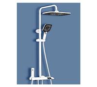 WDSOPK Shower Panel, Bathroom Digital Display Faucet Shower System Set,Piano Key Shower Set Gray,Bathtub Hot and Cold 4 Functions Tap Shower Set (White 4 Mode Led H C 1)