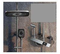 WDSOPK Shower Panel, Bathroom Digital Display Faucet Shower System Set,Piano Key Shower Set Gray,Bathtub Hot and Cold 4 Functions Tap Shower Set (Flagshipled4mode H C 1)