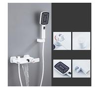 WDSOPK Shower Panel, Bathroom Digital Shower Set,Waterfall Bathtub Mixer Hot and Cold Gun Gray Shower Faucet, Temperature Constant Shower Tap (Thermostatic White 1)