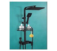 WDSOPK Shower Panel, Bathroom Full Copper Black Shower Set, Double Row Button Thermostatic Digital Display 4-Speed Handheld Shower (S1804b hcdd)