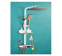 WDSOPK Shower Panel, Bathroom Full Copper Black Shower Set, Double Row Button Thermostatic Digital Display 4-Speed Handheld Shower (S1807wg thdd)