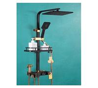 WDSOPK Shower Panel, Bathroom Full Copper Black Shower Set, Double Row Button Thermostatic Digital Display 4-Speed Handheld Shower (S1805bg thdd)