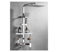 WDSOPK Shower Panel, Bathroom Full Copper Black Shower Set, Double Row Button Thermostatic Digital Display 4-Speed Handheld Shower (S1810c hcdd)