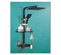 WDSOPK Shower Panel, Bathroom Full Copper Black Shower Set, Double Row Button Thermostatic Digital Display 4-Speed Handheld Shower (S1806bg hcdd)