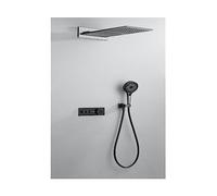 WDSOPK Shower Panel, Bathroom Shower Faucet,Intelligent Digital Display Wall-Mounted Shower Set Black,Rose Gold Copper Concealed Constant Temperature (Gun Gray G12)