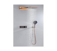 WDSOPK Shower Panel, Bathroom Shower Faucet,Intelligent Digital Display Wall-Mounted Shower Set Black,Rose Gold Copper Concealed Constant Temperature (3 G12)