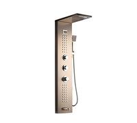 WDSOPK Shower Panel, Brushed Nickel Digital Display Shower Panel Column Rainfall Waterfall Shower SPA Jets Bath Shower Mixer Faucet Golden Black (Rose Golden Shower One Size)