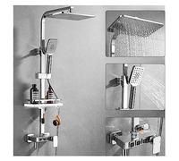 WDSOPK Shower Panel, Digital Chrome Shower Set Faucet Bathroom Hot Cold Mixer Rain System Wall Mount Full Kit Bath Tap Bathtub Silver Luxury Bidet (Hot and Cold 01)