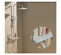 WDSOPK Shower Panel, Digital Display Shower Set,Piano Button Ambient Light Shower System Set Modern Showers,for Bathroom Brass Glass Shelf Shower (White HC)