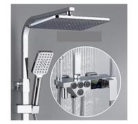 WDSOPK Shower Panel, Digital Shower Set Bathroom Hot Cold Thermostatic Shower System Wall Mount Mixer Bath Faucet Square Head SPA Rainfall Full Kit (Hot and Cold 06)