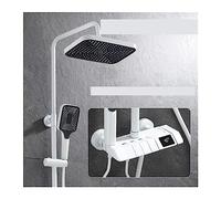 WDSOPK Shower Panel, Digital Showers Set Thermostatic Faucet Wall Mounted Luxury Shower System Hot and Cold Mixer Bathroom SPA Rain Shower (White b)