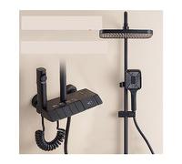 WDSOPK Shower Panel, Digital Showers Set Thermostatic Faucet Wall Mounted Luxury Shower System Hot and Cold Mixer Bathroom SPA Rain Shower (Black b)