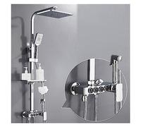 WDSOPK Shower Panel, Hot and Cold Digital Shower Set Faucet Bathroom Shower System Black Gold Shower Faucet Square Shower Head Bath Shower System (509o6 Hot and Cold)