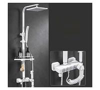 WDSOPK Shower Panel, Hot and Cold Digital Shower Set Faucet Bathroom Shower System Black Gold Shower Faucet Square Shower Head Bath Shower System (504a2 Thermostatic)