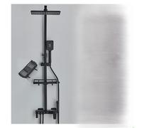 WDSOPK Shower Panel, LCD Digital Black Bathroom Shower System Set Bathroom Thermostatic Faucet System with 4 Way Rainfall Shower Faucet Set Mixer Tap (Thermostatic Black D)