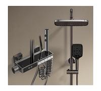 WDSOPK Shower Panel, LED Digital Shower Set Bathroom Hot Cold Mixer Shower System Wall Mount SPA Rainfall Bath Faucet Modern Luxury Piano Torneiras (F Hot and Cold 1)