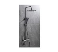 WDSOPK Shower Panel, LED Digital Shower Set Bathroom Hot Cold Mixer Shower System Wall Mount SPA Rainfall Bath Faucet Modern Square Head (E Painted Gray 1)