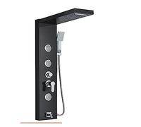 WDSOPK Shower Panel, LED Light Shower Panel,Waterfall Rain Digital Display Shower Faucet Set,SPA Massage Jet Bathroom Column Mixer Tap Shower System (Black 1039 1)