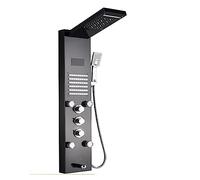 WDSOPK Shower Panel, LED Light Shower Panel,Waterfall Rain Digital Display Shower Faucet Set,SPA Massage Jet Bathroom Column Mixer Tap Shower System (Black 8004 1)