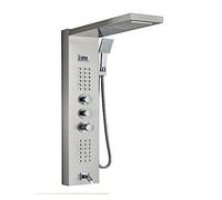 WDSOPK Shower Panel, LED Light Shower Panel,Waterfall Rain Digital Display Shower Faucet Set,SPA Massage Jet Bathroom Column Mixer Tap Shower System (Brushed Nickle 1047 1)