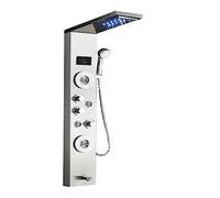 WDSOPK Shower Panel, LED Light Shower Panel,Waterfall Rain Digital Display Shower Faucet Set,SPA Massage Jet Bathroom Column Mixer Tap Shower System (Brushed Nickle 8006 1)