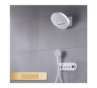 WDSOPK Shower Panel, Luxury Black Brass Bathroom Shower System,intellint Digital Display Design, Cold & Hot Dual Control White Concealed Shower Tap (Bianco 1)