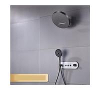WDSOPK Shower Panel, Luxury Black Brass Bathroom Shower System,intellint Digital Display Design, Cold & Hot Dual Control White Concealed Shower Tap (Brushed Grey 1)