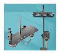 WDSOPK Shower Panel, Piano Keys Shower Set,Wall Mounted Brass Matte Gray Digital Display Shower System Set, Bathroom Bathtub Hot and Cold Mixed Faucet (Flagship Matte Grey 1)