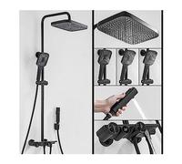 WDSOPK Shower Panel, Thermostatic Shower Faucets Sets,Digital Display Rainfall Shower Systems with Spray Thermostat Tap with Shelf (Nero 1)