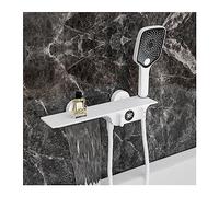 WDSOPK Shower Panel, Waterfall Matte Black Bathroom Shower Faucet, Black Digital Shower Faucets Set,Rainfall Shower Head Digital Display Mixer Tap (Bianco 1)