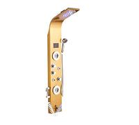 WDSOPK Shower System Set LED Bathroom Shower Panel 6 Modes Intelligent LCD Shower Column Rose Gold Rain Waterfall Bath Systems with Massage Jet Mixer Tap Waterfall Shower for Bathroo (Golden 8006)