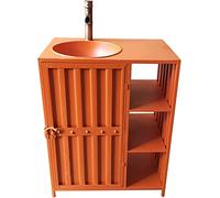 WDSOPK Sink Art - Mueble de lavabo de pie y armario completo brillante debajo del lavabo (naranja sin espejo)