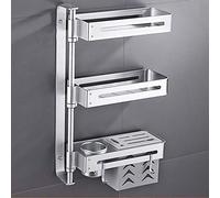 WDSOPK Spice Rack 3-Layer Rotatable, Space Aluminum Adjustable Wall-Mounted Kitchen Rack For Herbal and Spice Jars, Bottles (3Layers)(3Layers