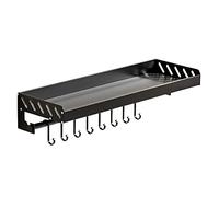 WDSOPK Spice Rack Black Kitchen Hanging Rack Adhesive Seasoning Rack No Drill Wall Mounted Space Aluminum For Kitchen and Bathroom,A1 Pack 40Cm (Black C1 Layer 50Cm)(Black-C1 Layer 50Cm
