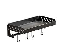WDSOPK Spice Rack Black Kitchen Hanging Rack Adhesive Seasoning Rack No Drill Wall Mounted Space Aluminum For Kitchen and Bathroom,A1 Pack 40Cm (Black C1 Layer 30Cm)(Black-C1 Layer 30Cm
