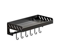 WDSOPK Spice Rack Black Kitchen Hanging Rack Adhesive Seasoning Rack No Drill Wall Mounted Space Aluminum For Kitchen and Bathroom,A1 Pack 40Cm (Black C1 Layer 40Cm)(Black-C1 Layer 40Cm