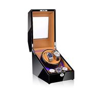 WDSOPK Spinner Winding Box Watch Winders - 3+2 Mechanical Watch Shaker Led Automatic Winding Box Household Mute Anti-Magnetic Electric Motor Box Watch Storage Display Box Open L(Black Leather)
