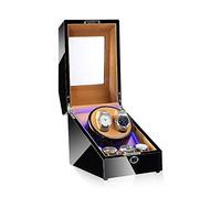 WDSOPK Spinner Winding Box Watch Winders - 3+2 Mechanical Watch Shaker Led Automatic Winding Box Household Mute Anti-Magnetic Electric Motor Box Watch Storage Display Box Open L(Black Piano Paint)