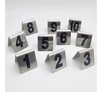 WDSOPK Stainless Steel Table Number Plate Double-Sided Square Table Number Digital Card Number Plate Restaurant Hotel Number 10Pcs/Set/81 To 90 (1 To 10)(Black-B)