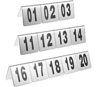 WDSOPK Stainless Steel Table Number V-S- 1-50/100 Numbers Stackable Table Numbers Cards - Tent Style - Double-Side Digital - Table Signs Plate For Restaurants Cafes Clubs/1 To 1(1 To 50)