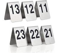 WDSOPK Stainless Steel Table Signs Table Number Set - 6X7.5Cm/8X12Cm Table Number Place Cards For Restaurants and Cafes - Double-Side Number Cards - Stackable/Upstanding/1 To 50(1 To 50-6 * 7.5Cm)