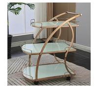 WDSOPK Storage Cart Wrought Iron Trolley, Hotel Service Car, Restaurant/Bar Dedicated 3-Layer Trolley Tempered Glass Panel Wine Cart, Hot Pot, Storage Cart(Rose Gold-B)