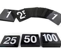 WDSOPK Table Numbers 1 To 25/50/100, Double Sided Plastic Table Numbers Black Table Seat Cards For-Clip Table Number Holder Party Restaurant Bar Utensil/1 To 50 (1 To 100)(30Cm)