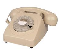 WDSOPK Teléfono retro, esfera giratoria retro, cable vintage, teléfono fijo para el hogar/oficina, rojo (beige)