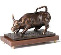 WDSOPK Wall Street Bull Sculpture Figurine Modern Animal Cattle Statue Copper Desk Ornaments Crafts Home Living Room Car Collectible Christmas Birthday Gifts