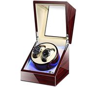 WDSOPK Watch Winders Box Automatic Double Watch Winders Box with Led Light Quiet Motors Piano Paint Fit Women Men Watches AC Adapter Or Battery Powered Accessories Display Box(Wood+White-8+5)