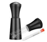 WDT Espresso Distribution Tool Espresso Stirrer Tools for Barista, 0.35mm 7 Needles Espresso Coffee Stirrer with Extra 7 Replaceable Needles, Aluminum Alloy Handle with Stand (Black)
