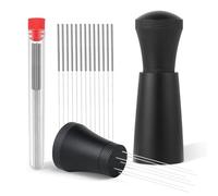 WDT Tool - Agitador Aguja de Café Aluminio Café Espresso Distribución con soporte y 7 agujas Distribuidor de café Desmontable para baristas(13 agujas de repuesto adicionales)
